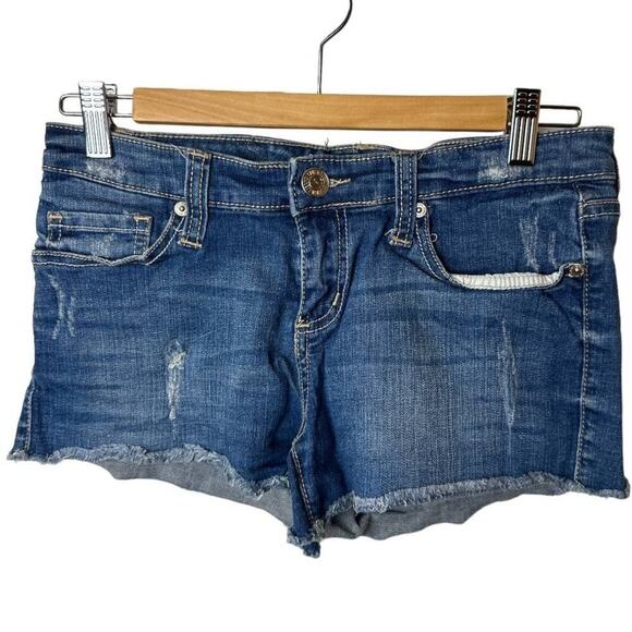Seven7 Blue Distressed Cut Off Shorts Women's Size 27 - Picture 1 of 6